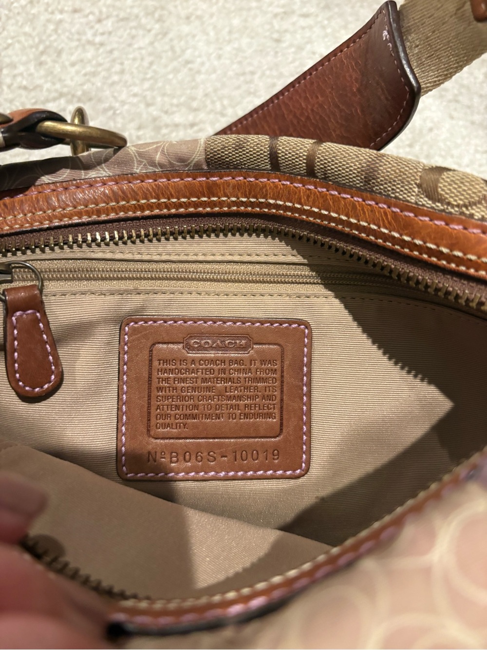 Coach Signature Canvas Hobo Bag in Tan and Brown